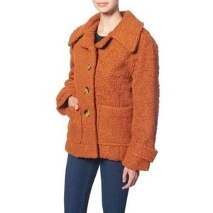 Free People Faux Shearling Notch Collar Coat Small